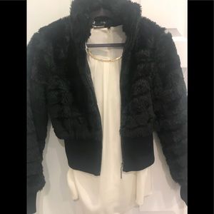 Faux Fur Black Jacket Cropped